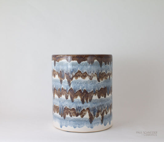 Cylindrical | Drip Banded | Sky+Brown (#6036 + #6141) - Stool