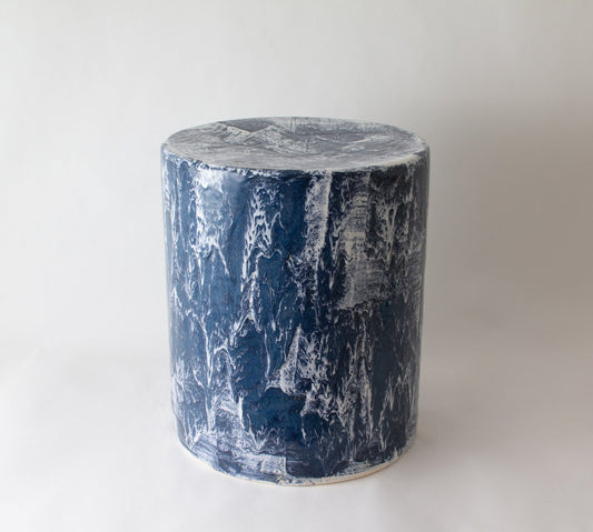 Cylindrical | Drip Brushed | Navy - Stool