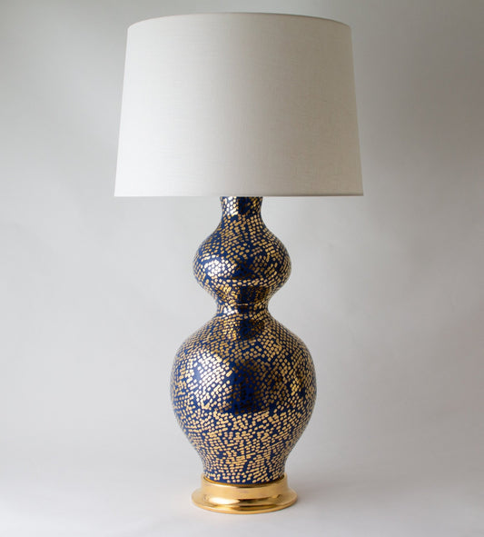 DOUBLE GOURD | Dappled | Royal Blue + Gold Lustre - Double Gourd
