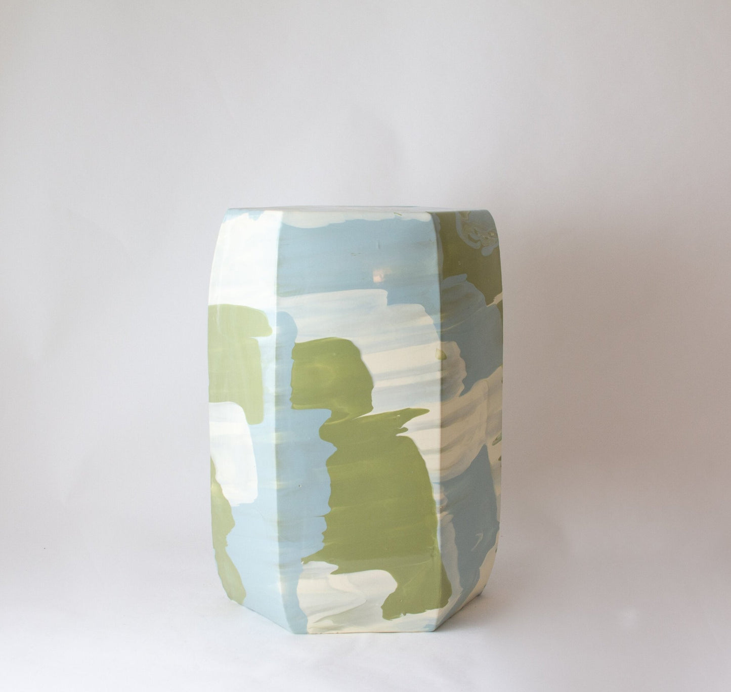 Hexagonal | Geode | Ivory-Nile-Sage (#035) - Stool