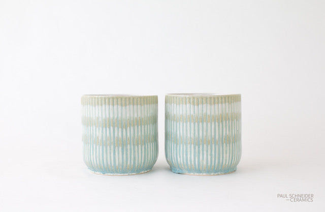 Cachepot Fluted | Drip Banded | Celadon