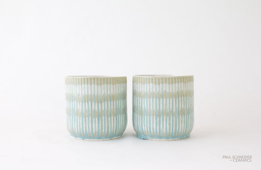 Cachepot Fluted | Drip Banded | Celadon