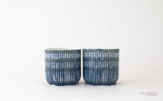 Cachepot Fluted | Drip Banded | Navy