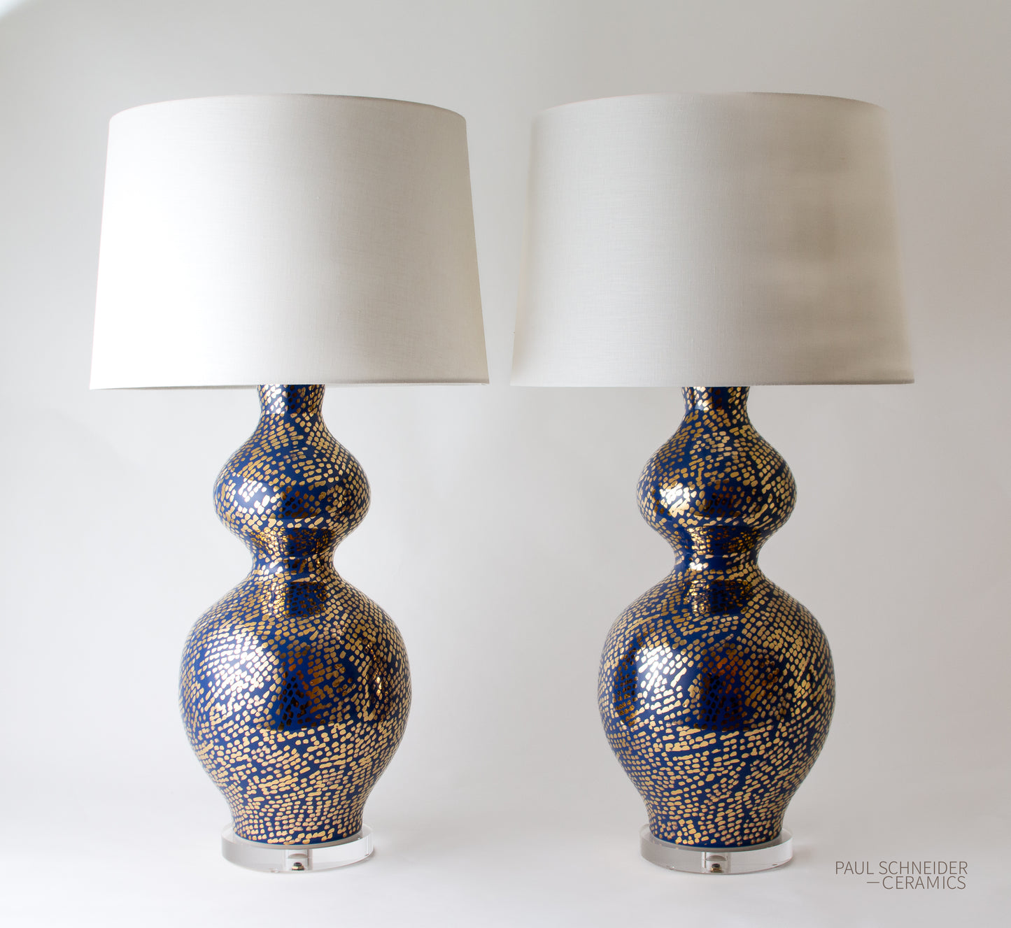 DOUBLE GOURD | Dappled | Royal Blue + Gold Lustre