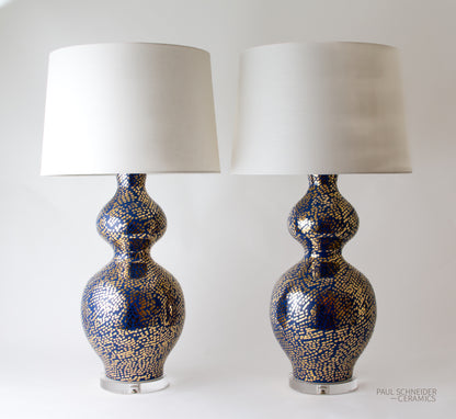DOUBLE GOURD | Dappled | Royal Blue + Gold Lustre