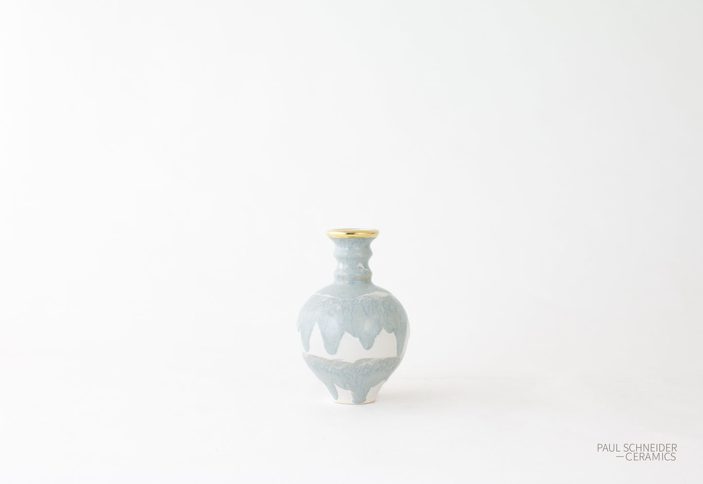 Vase | Hico - Mini | Drip Banded | Grey + gold lustre