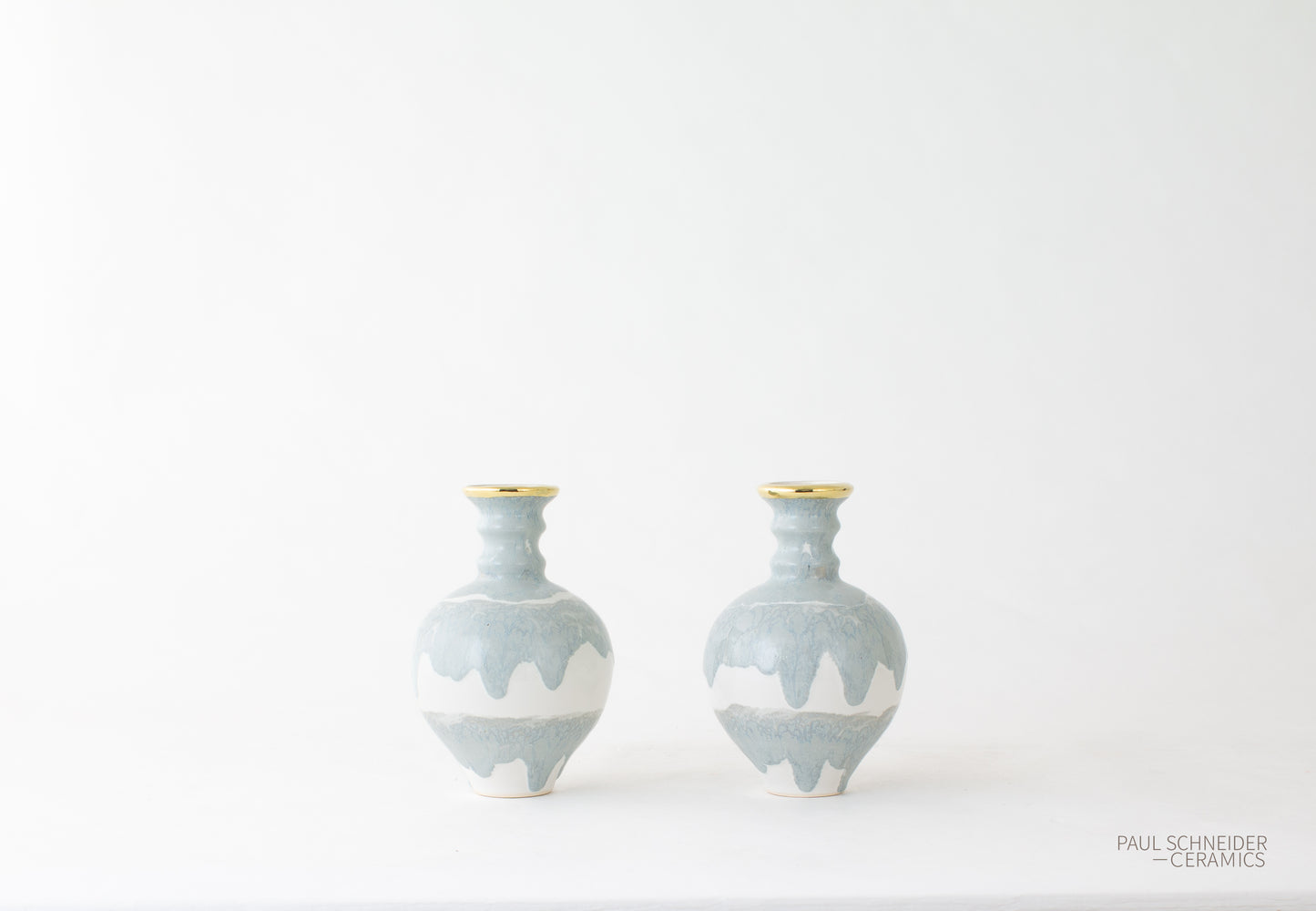 Vase | Hico - Mini | Drip Banded | Grey + gold lustre