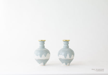 Vase | Hico - Mini | Drip Banded | Grey + gold lustre