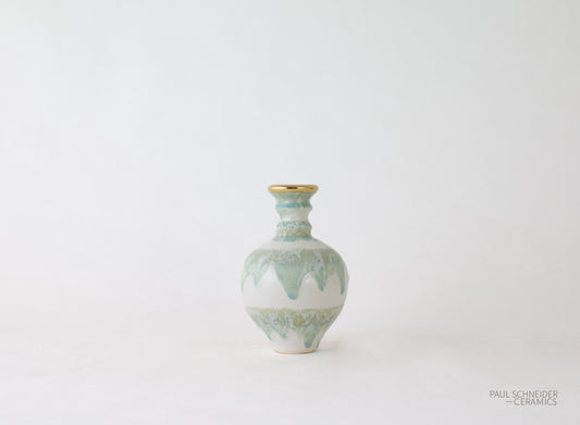 Vase | Hico - Mini | Drip Banded | Celadon + gold lustre