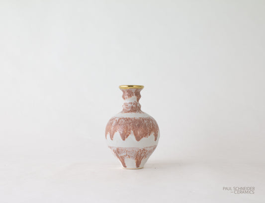 Vase | Hico - Mini | Drip Banded | Coral + gold lustre