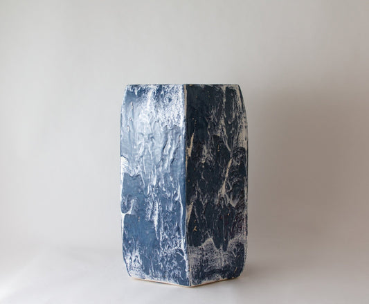 Hexagonal | Drip Brushed | Navy - Stool