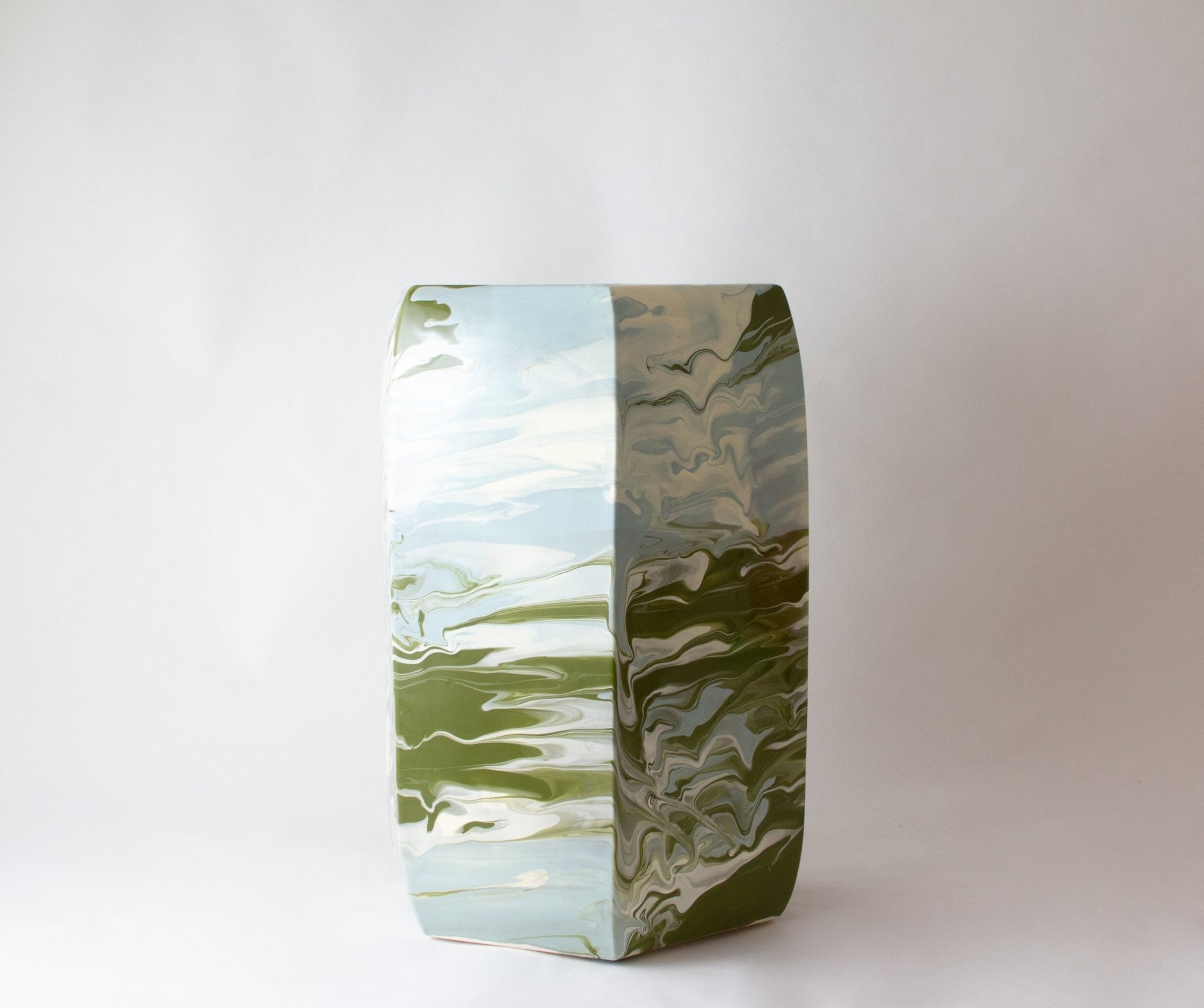 Hexagonal | Geode | #034 ivory, Nile, Fern - Stool