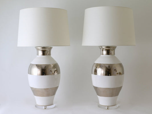 MATAGORDA | Banded | White + Platinum Lustre - Matagorda
