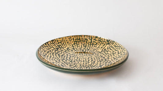 Tray - Round | Dappled | Forest Gloss + Gold Lustre - Tray - Round